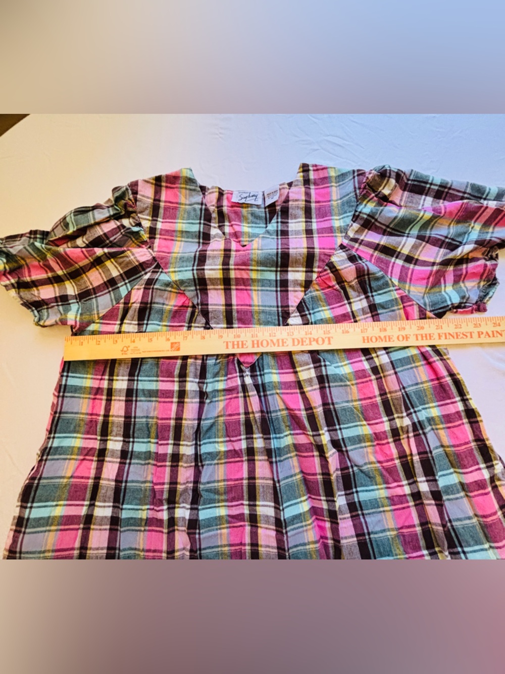 Styled by Saybury 100% Cotton Vintage Short Sleeve Plaid Nightgown Housedress - Picture 7 of 11